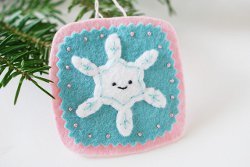 Stitched Smiling Snowflake Ornament