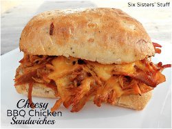 Slow Cooker Cheesy BBQ Chicken Bacon Sandwiches