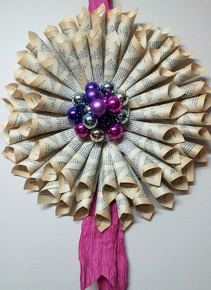 Rolled Book Pages Wreath