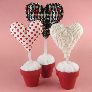 Scrap Fabric Potted Hearts