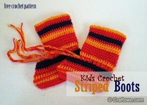 Kids Striped Crochet Boots Pattern
