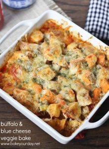 Buffalo and Blue Cheese Veggie Bake