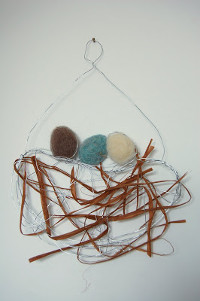 Felted Eggs Nestled in Wire