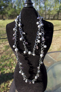 Smoky Pearl and Crystal Necklace