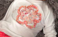 Scrapped Rag Flower Applique Shirt