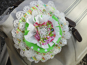 Doily Fabric Flower Pin