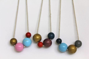 Painted Wood Bead Necklace