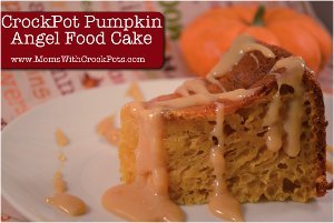 Pumpkin Angel Food Cake with Caramel Sauce