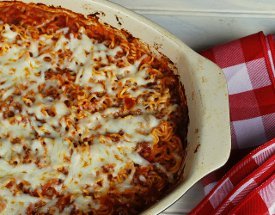 Beefed Up Ramen Noodle Bake