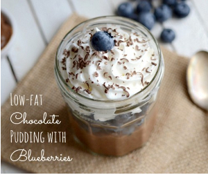 Low Fat Chocolate Pudding with Blueberries