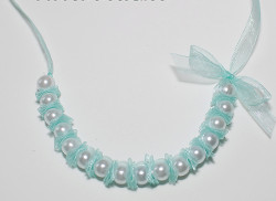 Something Blue Ribbon and Pearl Necklace