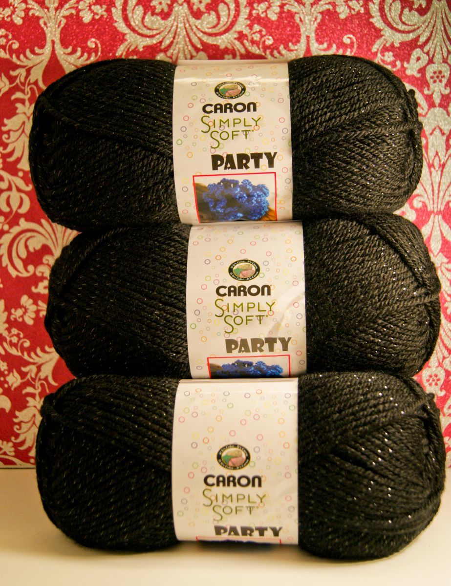 Caron Simply Soft Party Yarn Black Sparkle