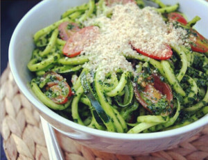 Spicy Kale Pesto with Zucchini Noodles