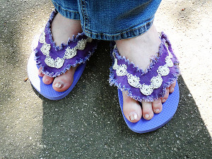 Lacy Denim Sandals