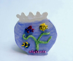 Cute Clay Fish Bowl Plaque