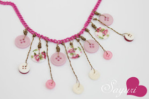 Shower of Pink Buttons Necklace