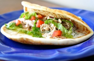 Slow Cooker Chicken Gyros with Tzatziki Sauce