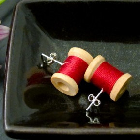 Wooden Spool Earrings