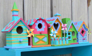 Painted Birdhouses Shelf