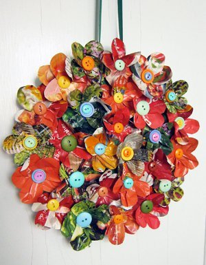 Recycled Magazine Floral Wreath Easy Paper Craft