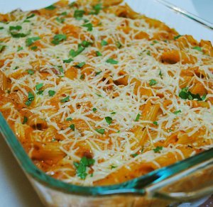 Red and White Baked Pasta