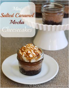 Slow Cooker Mini Salted Caramel Mocha Cheesecakes in Jars