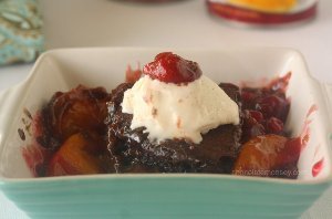 Peach and Cherry Gingerbread Cobbler