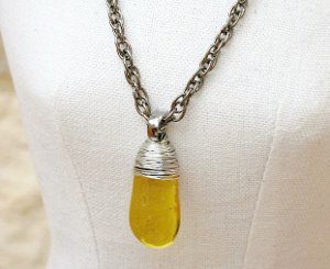 Wire-Wrapped Dollar Store Glass Pendant