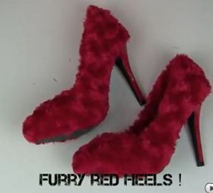 fuzzy red heels