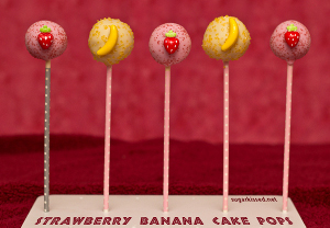 Sugar-Coated Strawberry Banana Cake Pops