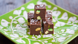 Nutella Fudge with Pistachios and Sea Salt