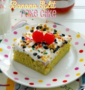 Banana Split Poke Cake