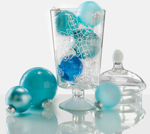 Snowflake Vase with Ornaments Centerpiece