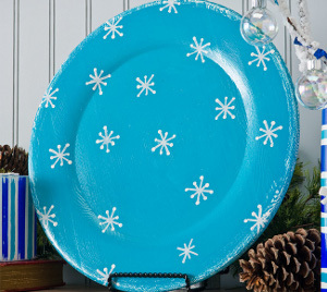 Decorative Turquoise Snowflake Plate
