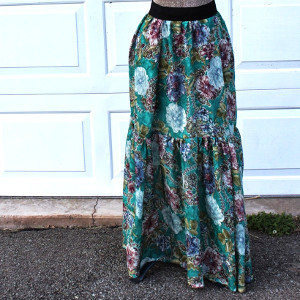 Long Patterned Peasant Skirt