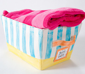 Striped Beach Towel Basket