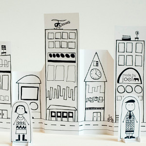 Printable Paper City with Dolls
