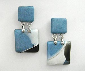Marbled Black on Blue Earrings
