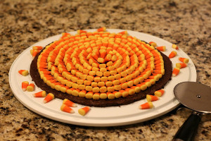 Candy Corn Brownie Pizza