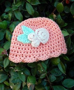 Shells and Roses Baby Beanie