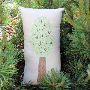Embroidered Apple Tree Pillow
