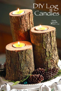 Wood Logs Candle Holders