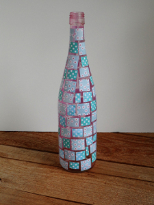 Decoupaged Mosaic Wine Bottle