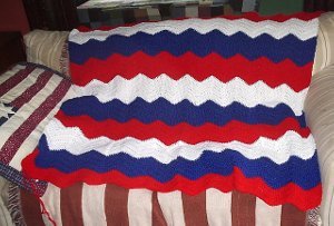 Red, White and Blue Ripple Afghan