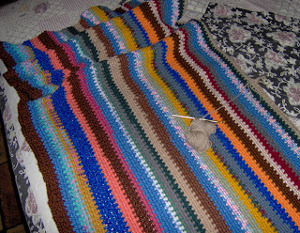 Leftover Yarn Striped Afghan