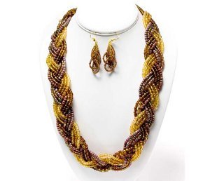Golden Braided Seed Bead Necklace