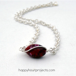 Wire Wrapped Single Bead Necklace