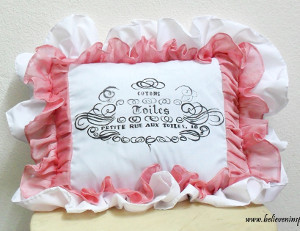 French Typography Ruffled Pillow