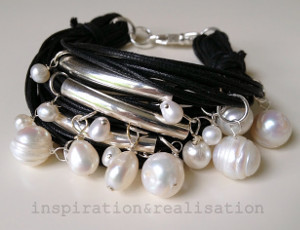 Black and Pearl Charm Bracelet