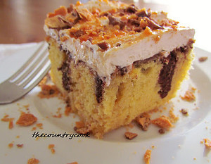 Butterfinger Poke Cake